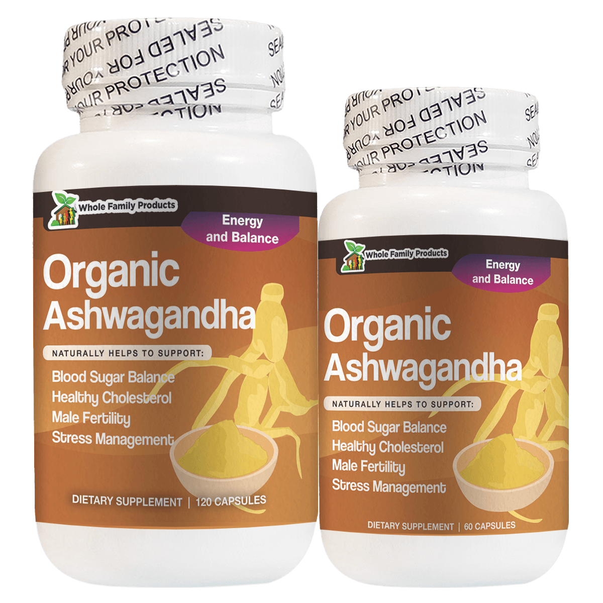 Organic Ashwagandha 60ct & 120ct Together Organic Ashwagandha 60ct & 120ct Together